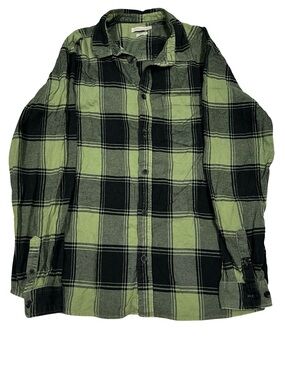 Women’s XL Green & Black Plaid Button-Up Shirt by Standard/Cloth